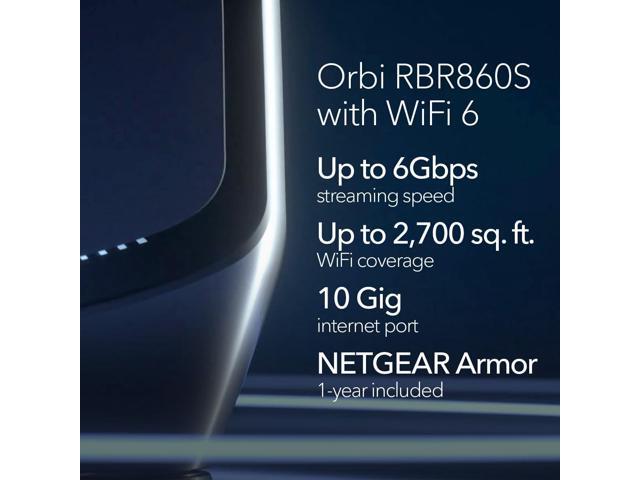 Netgear Orbi RBR860 Wi-Fi 6 IEEE 802.11ax Ethernet Wireless Router Tri ...