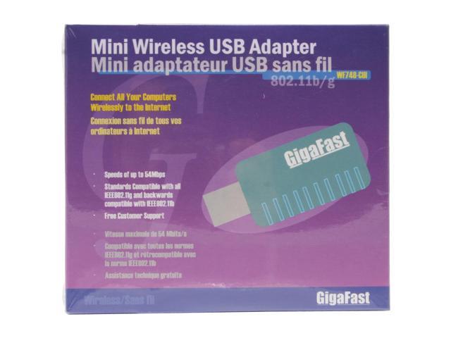 GIGAFAST WF748-CUI Mini Wireless Adapter IEEE 802.11b/g USB 2.0 Up to 54Mbps Wireless Data Rates