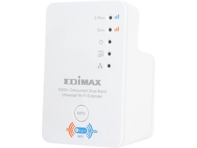 EDIMAX EW-7238RPD N300 Concurrent Dual-Band Universal Wi-Fi Range Extender / Repeater / Bridge, Wall Plug Design