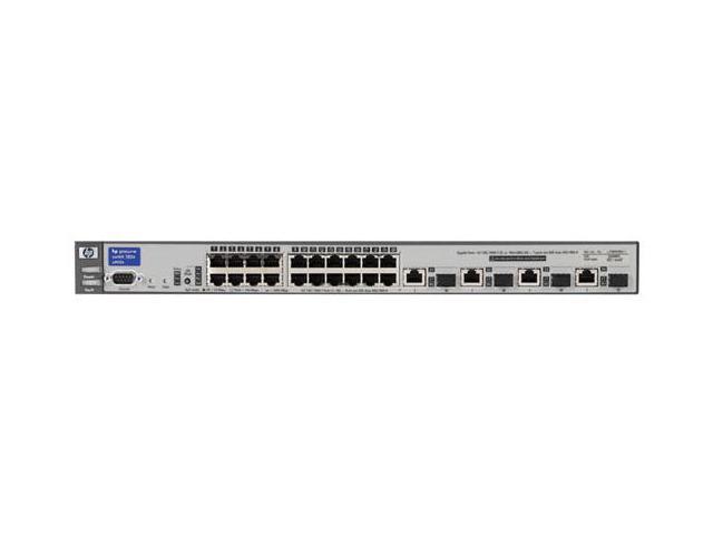 HP J4903A 10/100/1000Mbps ProCurve Switch 2824 20 RJ-45 10/100/1000 ports (IEEE 802.3 Type 10Base-T, IEEE 802.3u Type 100Base-T, IEEE 802.3ab Type 1000Base-T) 
1 RS-232C DB-9 console port
4 Dual Personality Ports each port can be used as