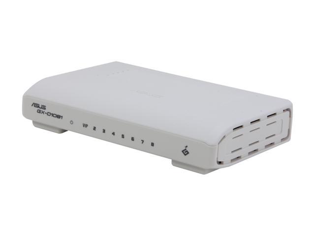ASUS GX-D1081 8-Port Power-Saving Gigabit Switch 10/100/1000Mbps 8 x RJ45 Up to 8K MAC Address Table 1MB Buffer Memory
