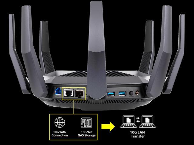 ASUS RT-AX89X AX6000 Dual Band WiFi 6 Router, 802.11ax 12 streams 6000Mbps  , Lifetime Free Internet Security, supports AiMesh, MU-MIMO, 8 Gb LAN