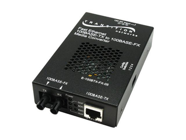 TRANSITION E-100BTX-FX-05(MT)NA Fast Ethernet Media Converter 100 Mbps 1 x 100Base-FX - MT-RJ 1 x 100Base-TX - RJ-45