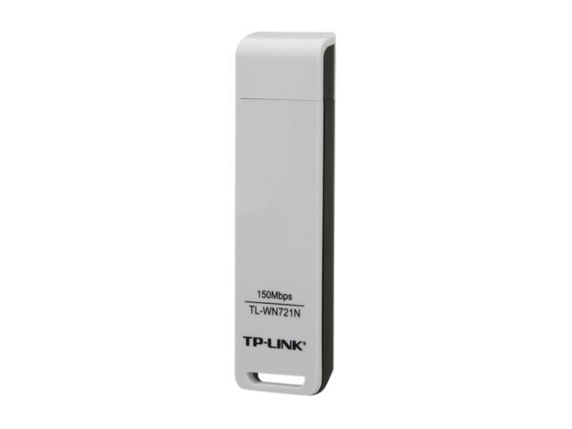 TP-LINK TL-WN721N Wireless N150 USB Adapter, 150Mbps, w/WPS Button, IEEE 802.11b/g/n, WEP, WPA/WPA2