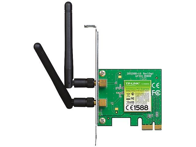 TP-LINK TL-WN881ND Wireless N300 PCI Express Adapter, 300 Mbps, w/ WPS Button, IEEE 802.1b/g/n, 64 / 128-bit WEP, WPA / WPA2, Plug & Play in Windows