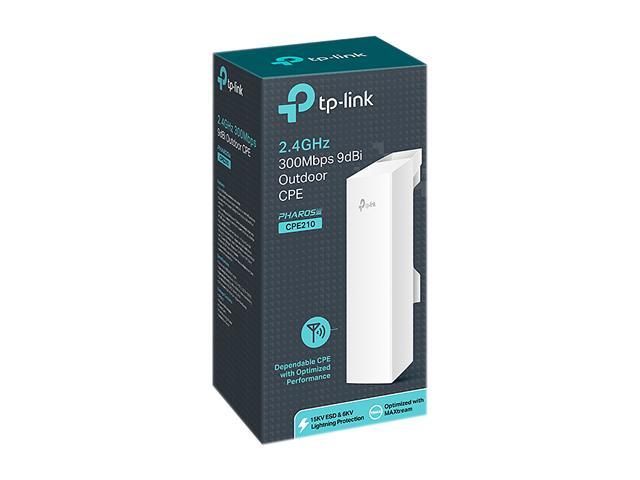 TP-Link 2.4GHz N300 Long Range Outdoor CPE for PtP and PtMP Transmission |  Point to Point Wireless Bridge | 9dBi, 5km+ | Passive PoE Powered w/ Free 