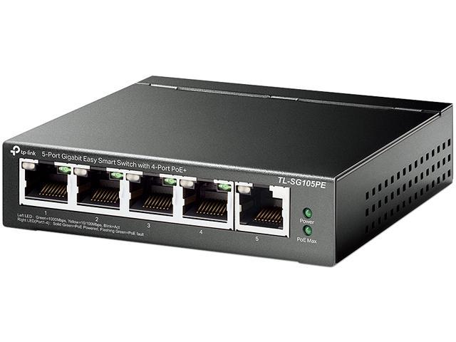 TP-Link 5 Port Gigabit PoE Switch | 4 PoE+ Port @65W | Easy Smart | Plug & Play | Limited Lifetime Protection | Shielded Ports | Support QoS, VLAN, IGMP and Link Aggregation (TL-SG105PE)
