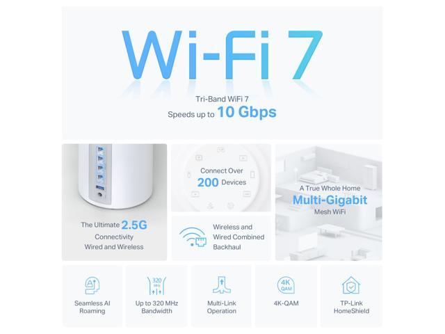 TP-Link Tri-Band WiFi 7 BE10000 Whole Home Mesh System (Deco BE63) | 6 ...