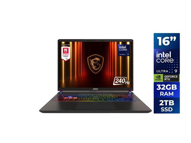 MSI Vector 16" GeForce RTX 5070 Ti Laptop GPU - Intel Core Ultra 9 275HX - 32GB Memory - 2 TB SSD - Wi-Fi 7 Windows 11 Pro Gaming Laptop - 240 Hz (Vector 16 HX AI A2XWHG-060US )
