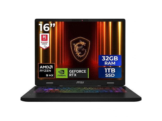 MSI CROSSHAIR A16 Gaming Laptop - 16" QHD+ 240hz - AMD Ryzen 9-8940HX - GeForce RTX 5060 - 32GB DDR5 RAM - 1TB SSD (D8WFKG-015US)