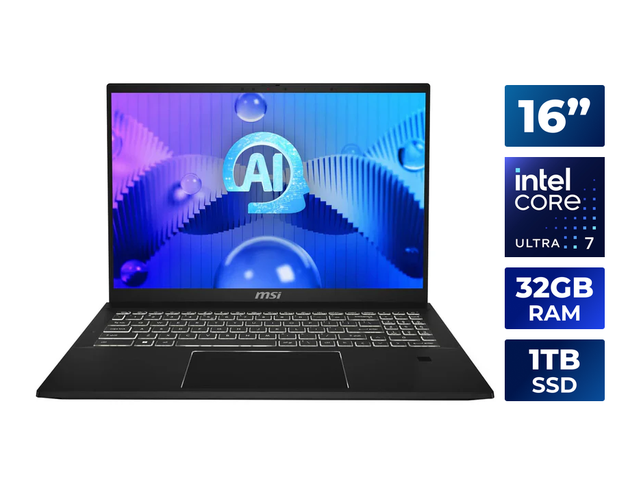 MSI Summit E16 AI Evo 16" QHD+ 165Hz Touchscreen Laptop with Pen, Intel Core Ultra 7 155H, Intel Arc Graphics, 32GB DDR5, 1TB SSD, Windows 11 Home (A1MTG-021CA)
