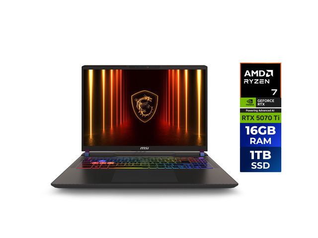 MSI - 16.0" QHD+ 240 Hz - AMD Ryzen 7 8840HX - GeForce RTX 5070 Ti Laptop GPU - 16GB DDR5 Memory DDR5 5600 - 1TB NVMe SSD - Windows 11 Home  (Vector A16 HX A8WHG-002US )