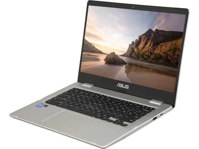 ASUS Chromebook C423NA-DH02 14.0" HD NanoEdge Display with 180 Degree Hinge Intel Dual Core Celeron Processor, 4 GB RAM, 32 GB eMMC Storage, Silver Color
