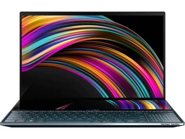 ASUS ZenBook Pro Duo UX581 15.6" 4K UHD NanoEdge Bezel Touch, Intel Core i9-9980HK, 32 GB RAM, 2 TB PCIe SSD, GeForce RTX 2060, Innovative ScreenPad Plus, Windows 10 Pro - UX581GV-XB94T, Celestial Blue