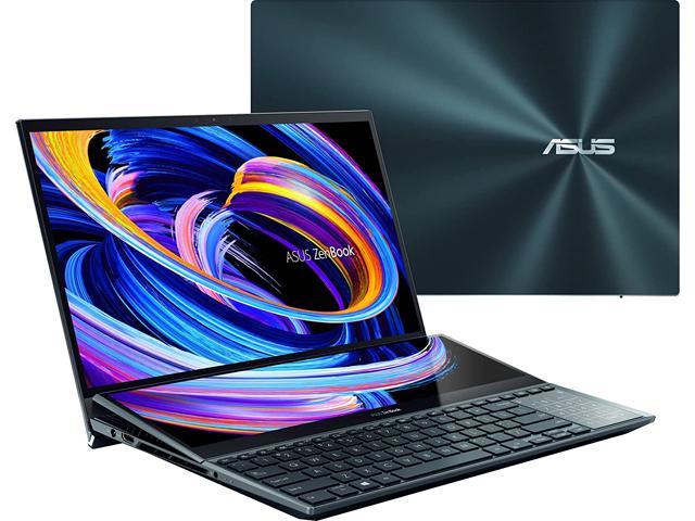 ASUS ZenBook Pro Duo 15 OLED UX582 Laptop, 15.6" OLED FHD Touch Display, Intel Core i9-11900H, 32GB RAM, 1TB SSD, GeForce RTX 3060, ScreenPad Plus, Windows 11 Pro, Celestial Blue, UX582HM-XH96T