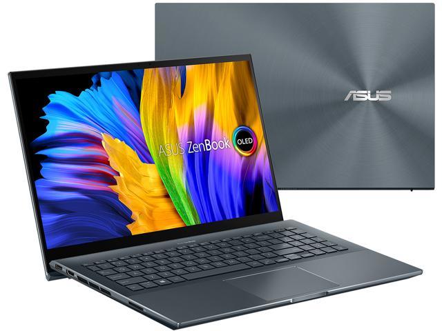 ASUS ZenBook Pro 15 OLED Laptop 15.6" FHD Touch Display, AMD Ryzen 7 5800H CPU, NVIDIA GeForce RTX 3050 Ti GPU, 16GB RAM, 512GB PCIe SSD, Windows 11 Pro, Pine Grey, UM535QE-XH71T - OEM