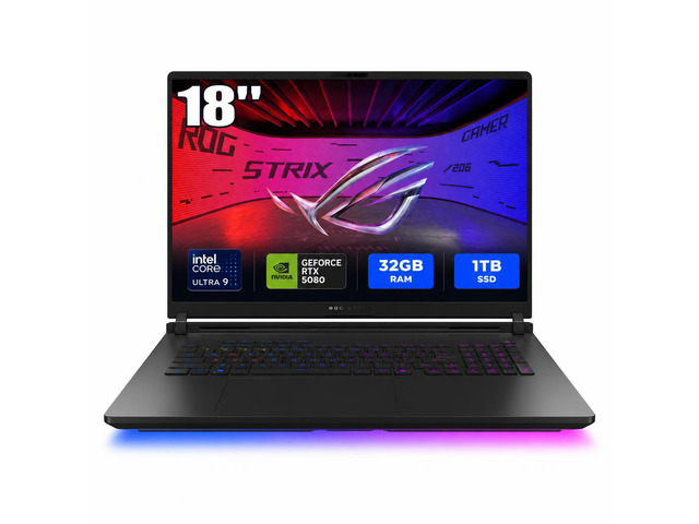 ASUS ROG Strix 18.0" Gaming Laptop - Intel Core Ultra 9 290HX Plus - GeForce RTX 5080 Laptop GPU - 32GB DDR5 RAM- 1TB SSD - Windows 11 Home (90NR0LI1-M00D70 )