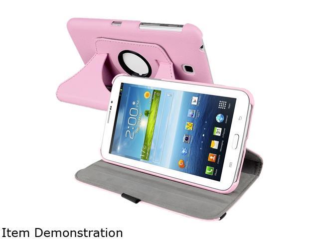 Insten 1901849 360 Rotating Swivel Folio Stand Leather Case for Samsung Galaxy Tab 3 7.0 P3200 / Kids, Pink - OEM