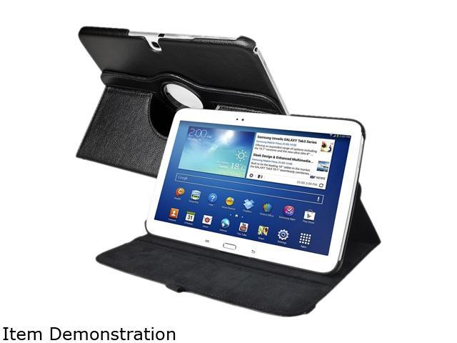 Insten 1901919 360 Rotating Swivel Folio Stand Leather Case for Samsung Galaxy Tab 3 10.1 P5200 / P5210 / P5220, Black - OEM