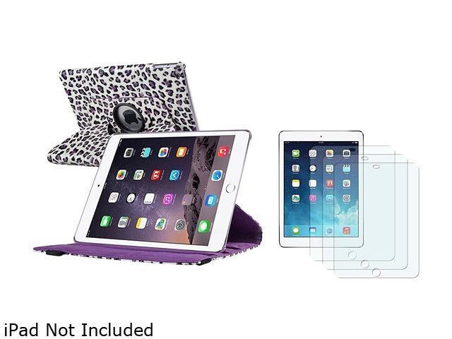 Insten White/Purple Leopard Ultra Slim Multi Angle Stand Leather Case + 3x Matte Screen Protector For iPad Air 2 2nd Gen 1991292 - OEM