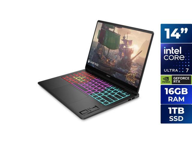 HP OMEN - 14.0" 120 Hz - Intel Core Ultra 7 255H - GeForce RTX 5060 Laptop GPU - 16GB Memory LPDDR5x-7467 - 1TB NVMe SSD - Windows 11 Home  (B81JKUA#ABL )