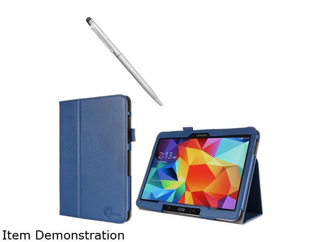 i-Blason Blue Leather Book Case for Samsung Galaxy Tab 4 10.1 Model Galaxy-Tab4-10-1Fold-Blue