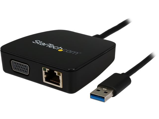 StarTech Travel Adapter for Laptops - VGA and Gigabit Ethernet - USB 3.0 - Portable Universal Laptop Mini Docking Station (USB31GEVG)