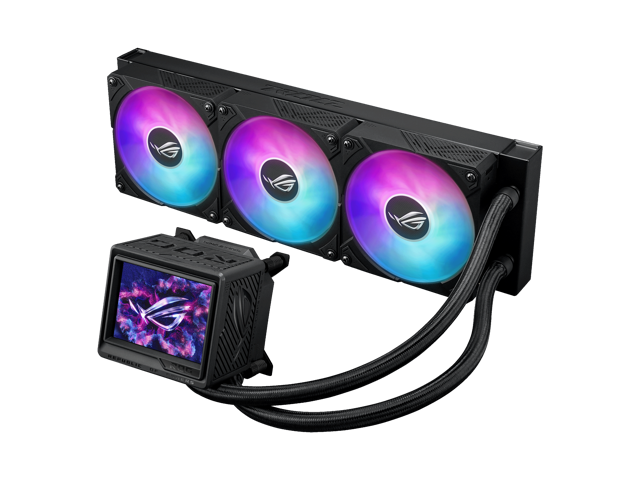 ASUS ROG RYUYJIN III 360 ARGB EXTREME all-in-one AIO CPU liquid cooler, AMD Ryzen 9000 & Intel® Core™ Ultra Ready, Asetek Gen8 V2 pump; high airflow & static pressure magnetic fans; customizable 3.5"