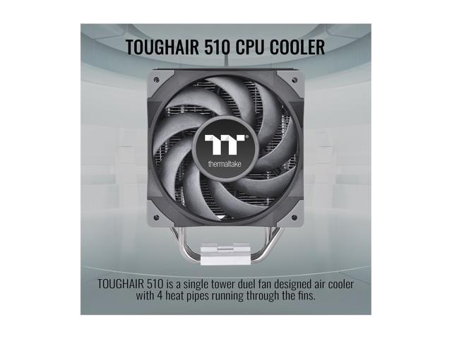 Thermaltake TOUGHAIR 510 180W TDP CPU Cooler, Intel/AMD Universal Socket  (LGA 1200/1700), Dual 120mm 2000RPM High Static Pressure PWM Fan with High  