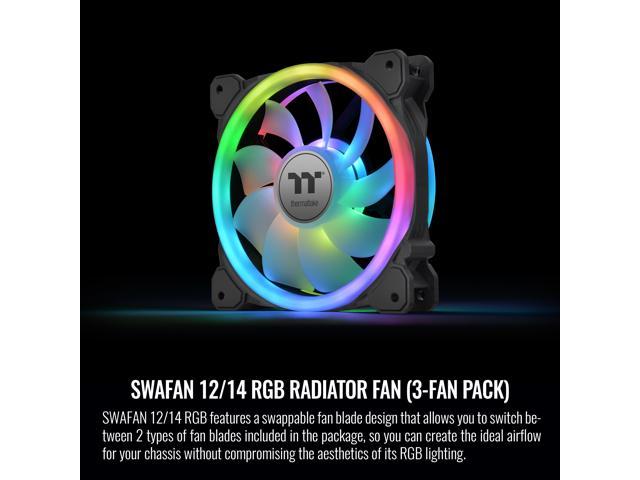 Thermaltake SWAFAN 12 RGB Radiator Fan TT Premium Edition 3 Pack, Swappable  Fan Blade Design, Customizable air flow direction, 2000 RPM.,