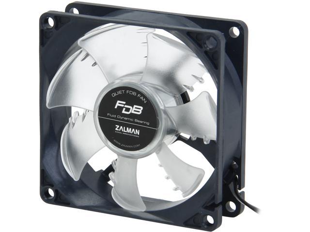 Zalman Ultra Quiet Fan Series F1 FDB (SF) 80mm case fan w/ Shark-fin blade, Fluid Dynamic Bearing (FDB) Technology for up to 150,000 hour operation, minimal noise and vibration, comes with silicon mou