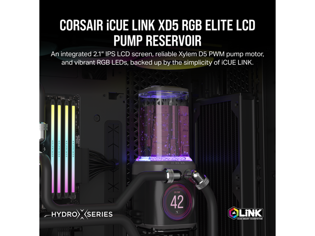 CORSAIR iCUE LINK XD5 RGB ELITE LCD Pump-Reservoir Unit - D5 PWM Pump ...