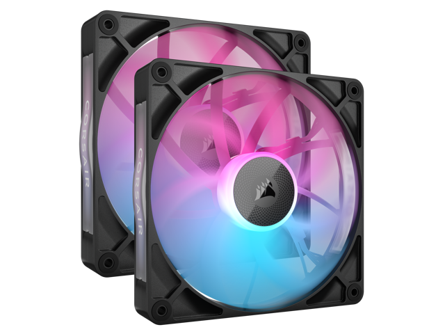 CORSAIR iCUE Link RX140 RGB 140mm PWM Fans with iCUE Link System Hub - Magnetic Dome Bearing - Dual Pack - Black