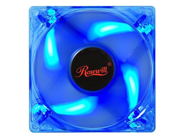 Rosewill RFA-80-BL - 80mm Computer Case Cooling Fan with LP4 Adapter - Transparent Frame & 4 Blue LED Lights, Sleeve Bearing, Silent