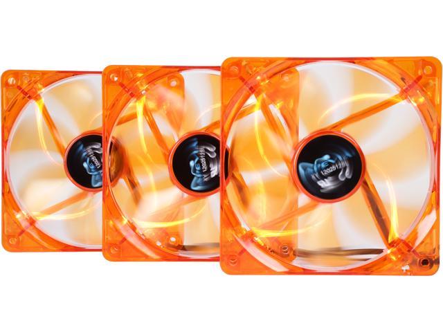 APEVIA AF312L-OG 120mm 4pin+3pin Ultra Silent Orange LED Case Fan (3-pk)