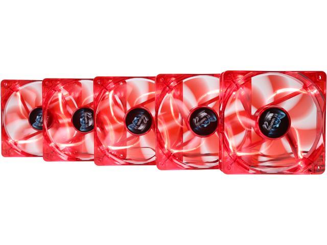 APEVIA AF512L-RD 4 Pin Plus 3 Pin Silent LED Case Fan Best Value, 120mm, Red, (5-Pack)