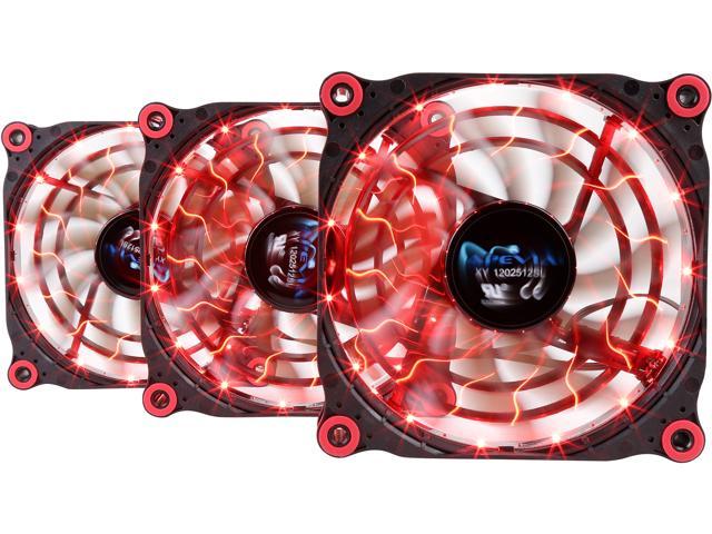 APEVIA 312L-DRD Red LED 4pin+3pin Case Fan w/15x Anti-Vibration Rubber Pads (3 in 1 pack)
