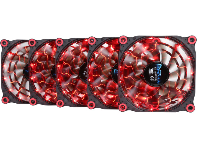 APEVIA 512L-DRD Red LED 4pin+3pin Case Fan w/15x Anti-Vibration Rubber ...