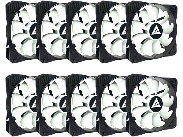 APEVIA 1012S-WB 120mm Non-LED Black/White Fan with Anti-Vibration Rubber Pads (10 Pack)