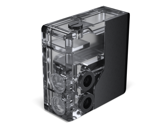 Phanteks Glacier EZ-Fit 120RES-DDC Body, Compact Reservoir for DDC Pump, Integrated EZ-Fit 16mm Fittings, Pump not included, D-RGB, Black