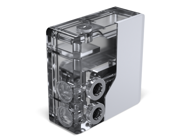 Phanteks Glacier EZ-Fit 120RES-DDC Body, Compact Reservoir for DDC Pump, Integrated EZ-Fit 16mm Fittings, D-RGB, Pump not included, White