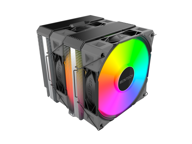 MONTECH NX600 ARGB Dual-Tower CPU Air Cooler with 6 Heatpipes & Premium Top Cover | 28 mm ARGB Fan 2000 RPM PWM | Soldered Copper Base | 85 CFM Airflow | Intel LGA1700 / 1851 & AMD AM5 Support | Black