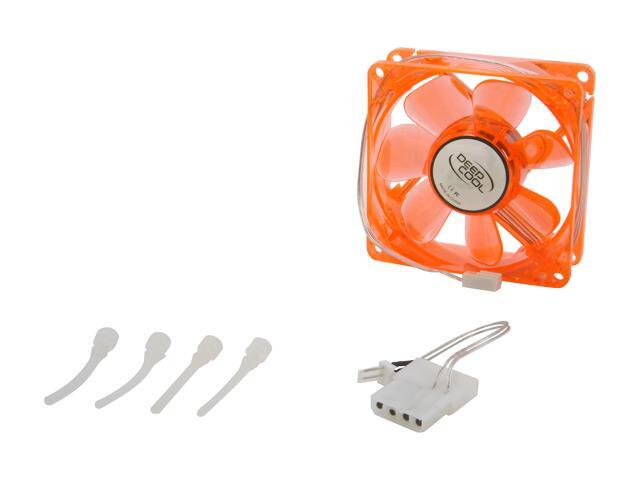 LOGISYS Computer CF80OG Green LED 80mm Orange Case Fan with Green LED ...