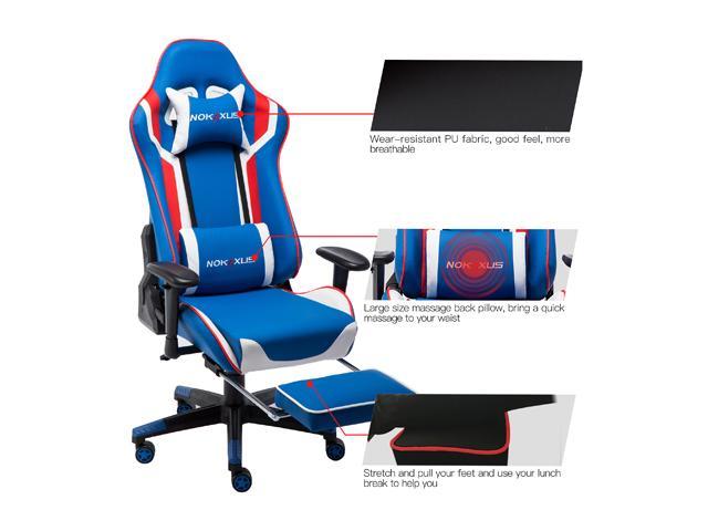 Nokaxus Gaming Chair Large Size High-Back Ergonomic Racing Seat with Massager Lu 