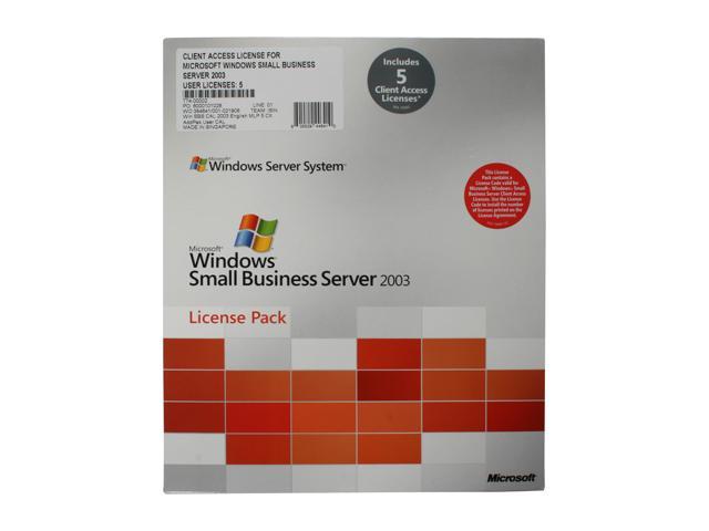 Microsoft Windows Small Business Server 2003 5 CALs Additive License