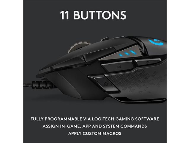  Logitech G502 HERO High Performance Wired Gaming Mouse, HERO  25K Sensor, 25,600 DPI, RGB, Adjustable Weights, 11 Programmable Buttons,  On-Board Memory, PC / Mac : Everything Else