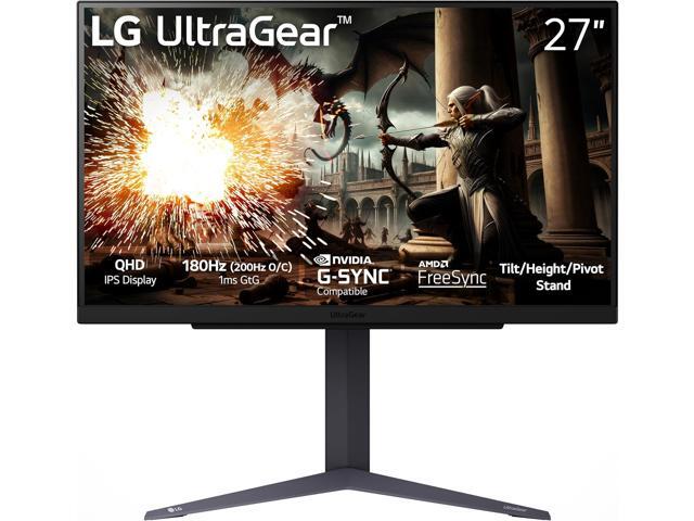LG - UltraGear 27" IPS LED 180Hz 1-ms NVIDIA G-SYNC Compatible and AMD Freesync Gaming Monitor with HDR - Black