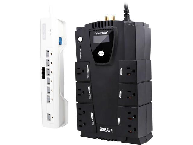 CyberPower 825 VA 450 Watts Intelligent LCD UPS Backup and 7 Outlets Surge Protector Combo Pack