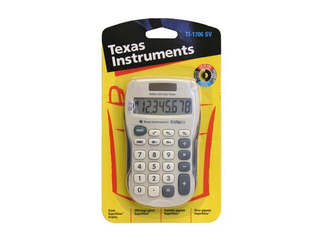 8-Digit LCD Dual Power Texas Instruments TI-1706SV Handheld Pocket Calculator 