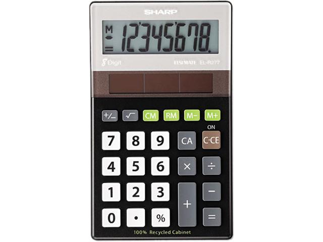 Sharp ELR277BBK EL-R277BBK Recycled Series Handheld Calculator, 8-Digit, LCD, Black